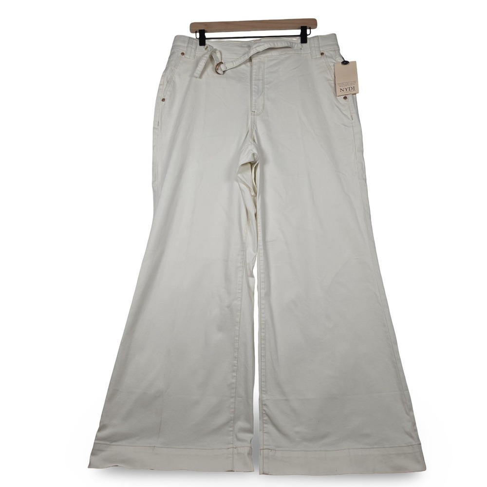 NYDJ Wide Leg Pants in Off-White/Cream with Belt